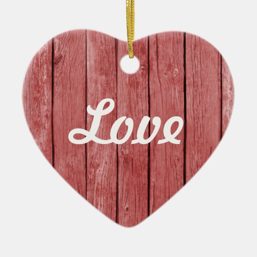 Chique rood rustiek hout keramisch ornament (Voorkant)