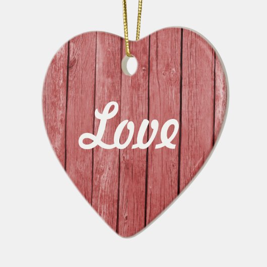 Chique rood rustiek hout keramisch ornament (Links)