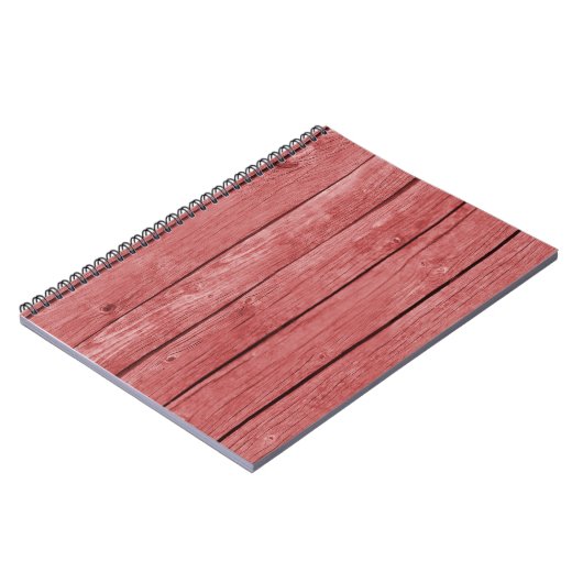 Chique rood rustiek hout notitieboek (Linkerzijde)