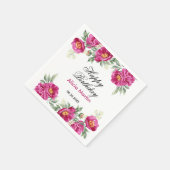 Chique rood violet pioen bloemig groen verjaardag servet (Hoek)