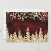 Chique rood Winter goud sneeuw dennen bruiloft Bedankkaart (Achterkant)