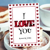 Chique rood & wit Ik hou van je hart Valentijnsdag Feestdagenkaart