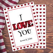 Chique rood & wit Ik hou van je hart Valentijnsdag Feestdagenkaart