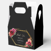 Chique rood zwart bloemenbruiloft bedankdoosjes (Geopend)