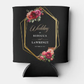 Chique rood zwart bloemenbruiloft blikjeskoeler (Voorkant)