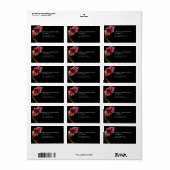 Chique rood zwart bloemenbruiloft etiket (Full Sheet)