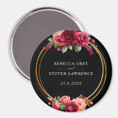 Chique rood zwart bloemenbruiloft magneet (Voorkant / Achterkant)
