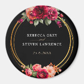 Chique rood zwart bloemenbruiloft magneet (Voorkant)