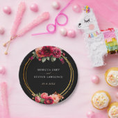 Chique rood zwart bloemenbruiloft papieren bordje (Feest)