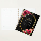 Chique rood zwart bloemenbruiloft planner (Display)