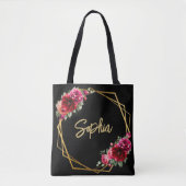 Chique rood zwart bloemenbruiloft tote bag (Voorkant)
