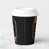 Chique rood zwart bloemenbruiloft uitnodiging papieren bekers (Rechts)