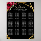 Chique rood zwart bloemenbruiloft zitgrafiek poster (Voorkant)