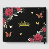 Chique Rood Zwart Bloemig Vlinders Quinceanera Gou Gastenboek (Achterkant)