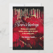 Chique rood zwart druppels glitter kerst nieuwjaar (Voorkant)