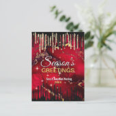 Chique rood zwart druppels glitter kerst nieuwjaar briefkaart (Staand voorkant)