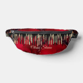Chique rood zwart druppels glitter monogram bedruk heuptasje (Liggend)