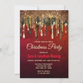 Chique rood zwart en goud glitter druipt Kerstmis Kaart (Voorkant)