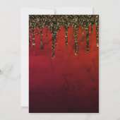 Chique rood zwart en goud glitter druipt Kerstmis Kaart (Achterkant)