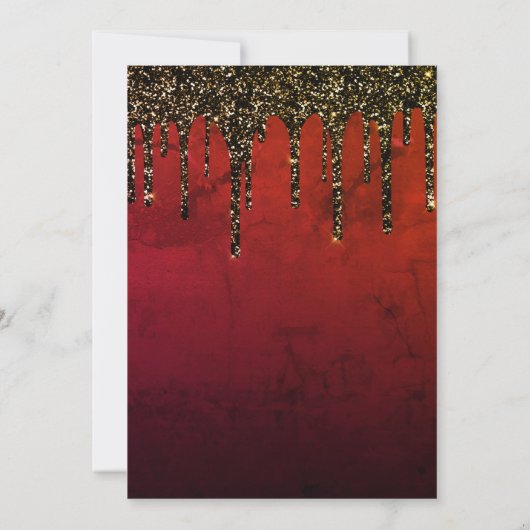 Chique rood zwart en goud glitter druipt Kerstmis Kaart (Achterkant)