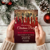 Chique rood zwart en goud glitter druipt Kerstmis Kaart