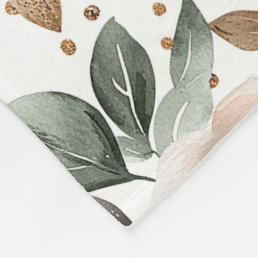 Chique roodcrème bloemstuk fleece deken (Hoek)