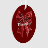 Chique Roode Strik Gepersonaliseerd Ornament (voorkant)