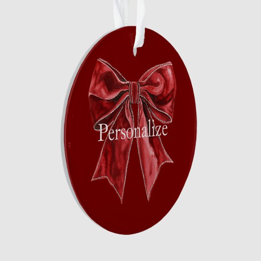 Chique Roode Strik Gepersonaliseerd Ornament (voorkant)