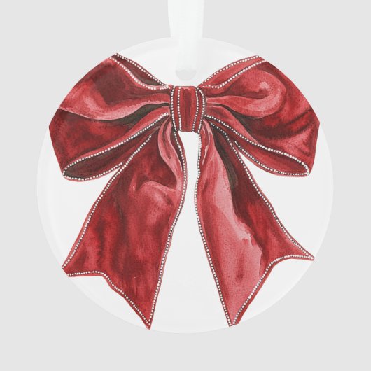 Chique Roode Strik Gepersonaliseerd Ornament (achterkant)