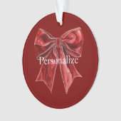 Chique Roode Strik Gepersonaliseerd Ornament (voorkant)