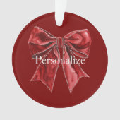 Chique Roode Strik Gepersonaliseerd Ornament (voorkant)