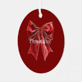 Chique Roode Strik Persoonlijk Metalen Ornament (Voorkant links)