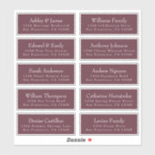 Chique roodwijnkleurige adreslabels voor bruilofts sticker (Vel)