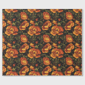 Chique roos bloem inpakpapier (Vlak)