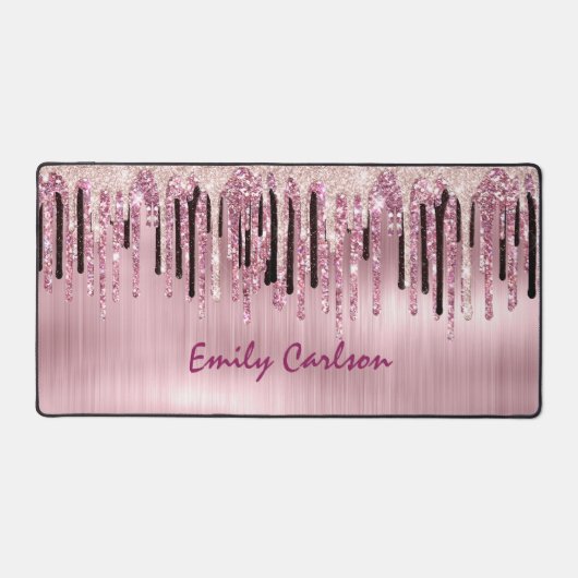 Chique roos blush roze druppelen bureaumat (Voorkant)