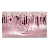 Chique roos blush roze druppelen magnetisch visitekaartje (Voorkant)