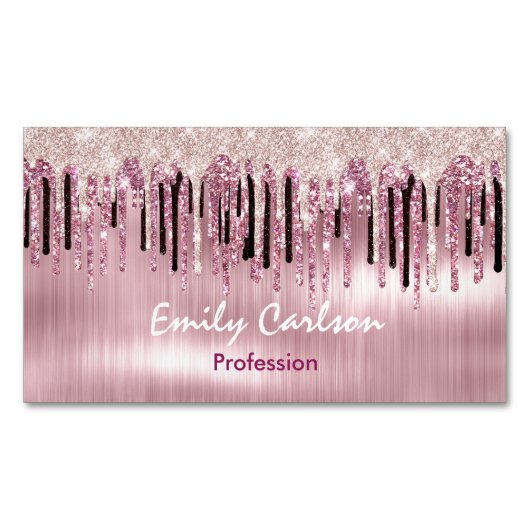 Chique roos blush roze druppelen magnetisch visitekaartje (Voorkant)