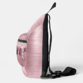 Chique roos blush roze druppelen monogram bedrukt sling bag (Rechts)