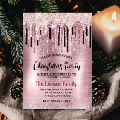 Chique roos blush roze druppelen monogram kerst kaart