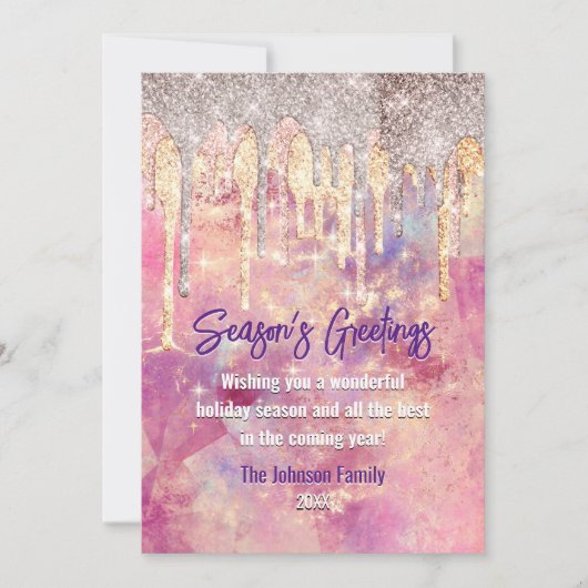 Chique roos blush roze druppels kerst nieuwjaar (Voorkant)