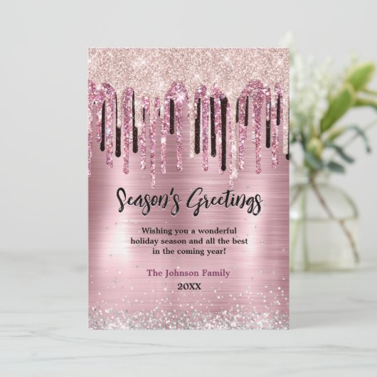 Chique roos blush roze druppels nieuwjaar kerst (Staand voorkant)