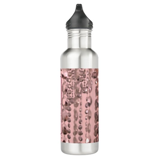 Chique Roos Blush snaarkralen gepersonaliseerd Waterfles (Rechts)
