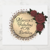Chique Roos Fabulous 40th Verjaardag Gepersonalise Likeurfles Etiket (Enkel label)