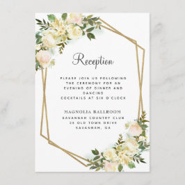 Chique Roos Floral Gold Trouwreceptie Wit Informatiekaartje