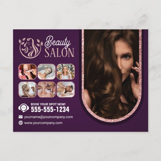 Chique Roos Gold Beauty Spa Haar Nail Make-up Salo Briefkaart (Voorkant)