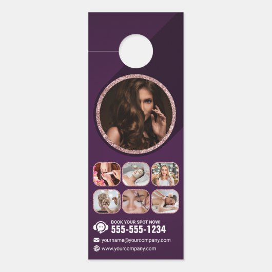 Chique Roos Gold Beauty Spa Haar Nail Make-up Salo Deurhanger (Voorkant)