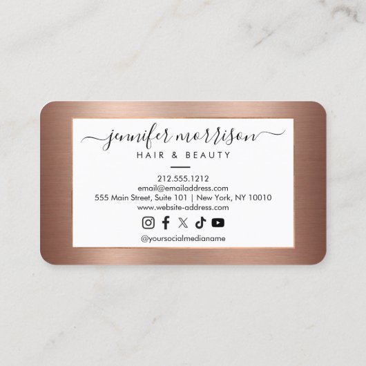 Chique Roos Gold Cameo Beauty, Haar, Huidverzorgin Visitekaartje (Achterkant)