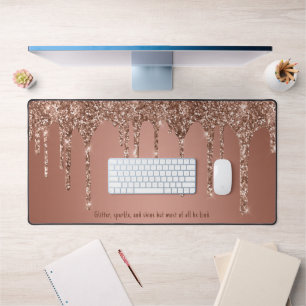 Chique Roos Gold Glitter Drips Custom Bureaumat