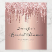 Chique Roos Gold Glitter Drips Script Vrijgezellen Wijn Etiket (Enkel label)