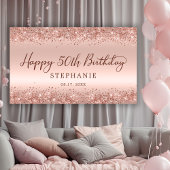 Chique Roos Gold Glitter Happy 50th Birthday Scrip Spandoek